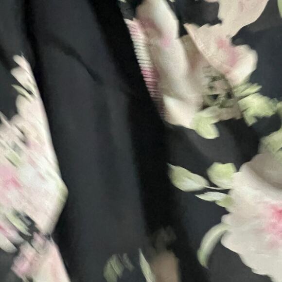 Chaps Woman’s Retro Black Pink Floral Ruffle High Low Midi Skirt- Size 10 - Picture 6 of 9